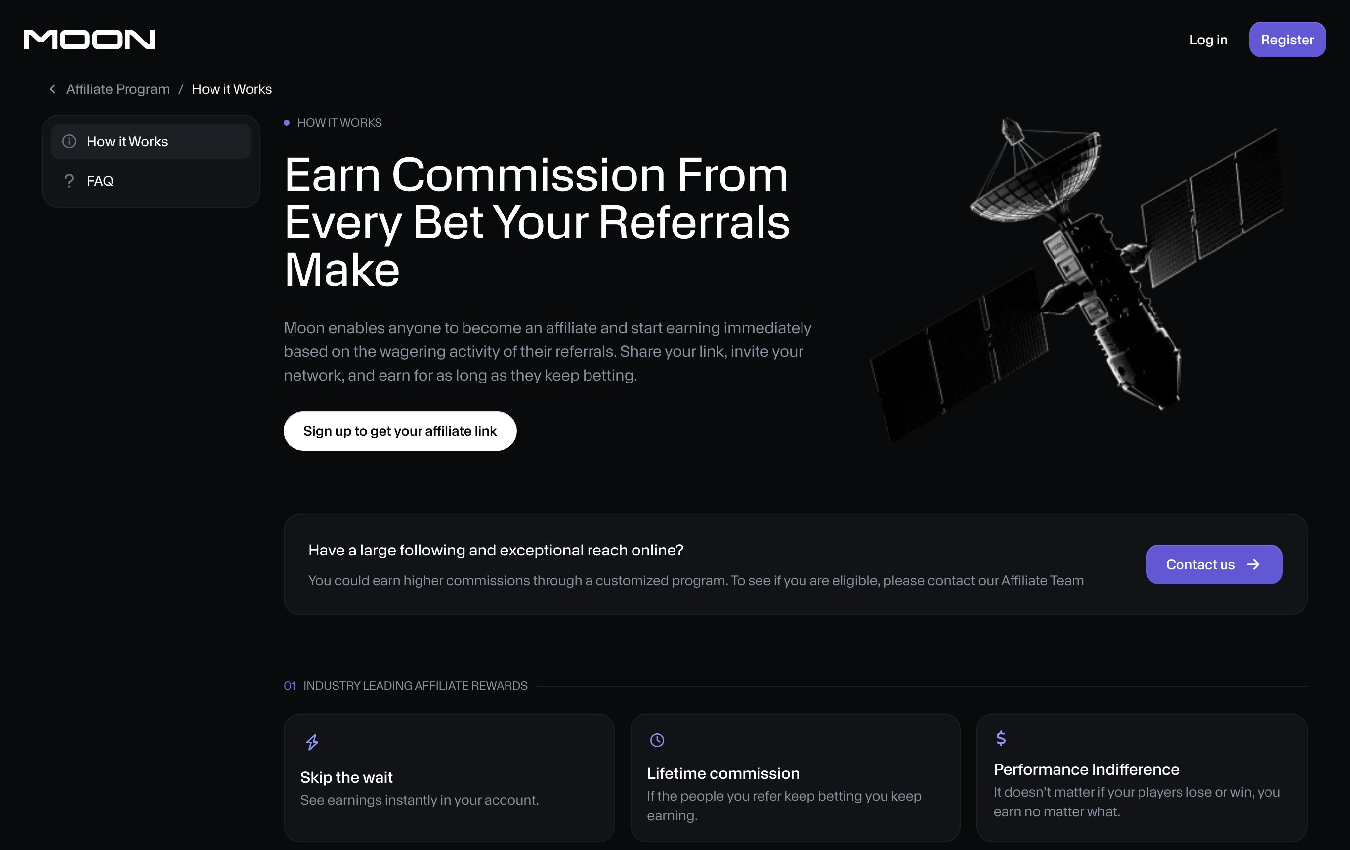 Screenshot of "Affiliate Program" on moon.com, captured 2026-10-18